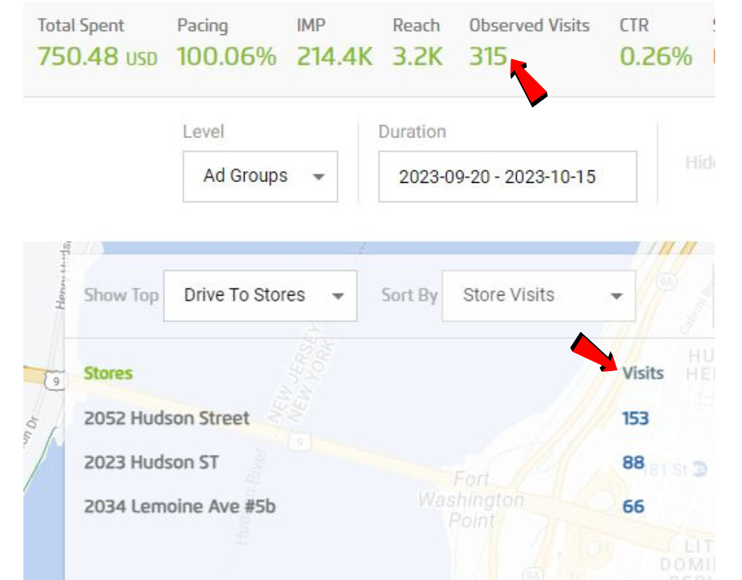 New Jersey geo-targeted store visits map